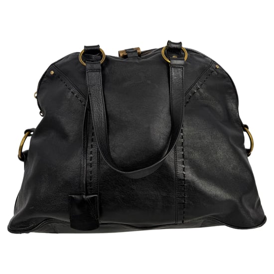 Yves Saint Laurent Oversized Muse Shopper Tasche aus schwarzem Kalbleder - Image 1
