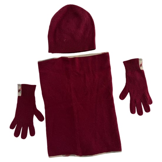Burberry-Handschuhe, Schal und Mütze aus rotem Kaschmir - Image 1