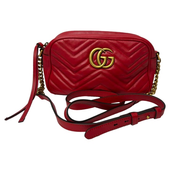 Gucci Gekachelte Marmont Kleine Kameratasche aus rotem Leder - Image 2