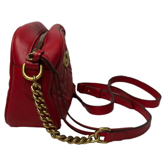 Gucci Gekachelte Marmont Kleine Kameratasche aus rotem Leder - Image 4
