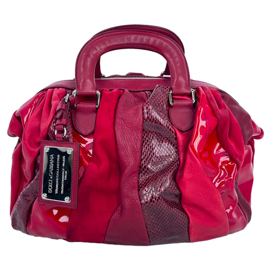 Dolce & Gabbana Handtasche mit Schlangenhaut-Akzenten aus burgunderfarbenem Leder - Image 2