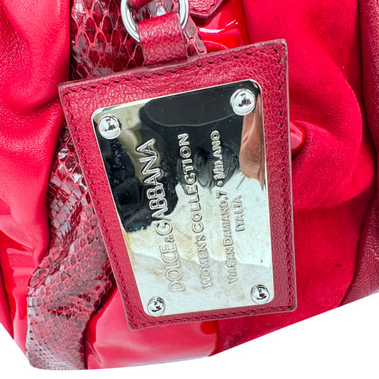 Dolce & Gabbana Handtasche mit Schlangenhaut-Akzenten aus burgunderfarbenem Leder - Image 3
