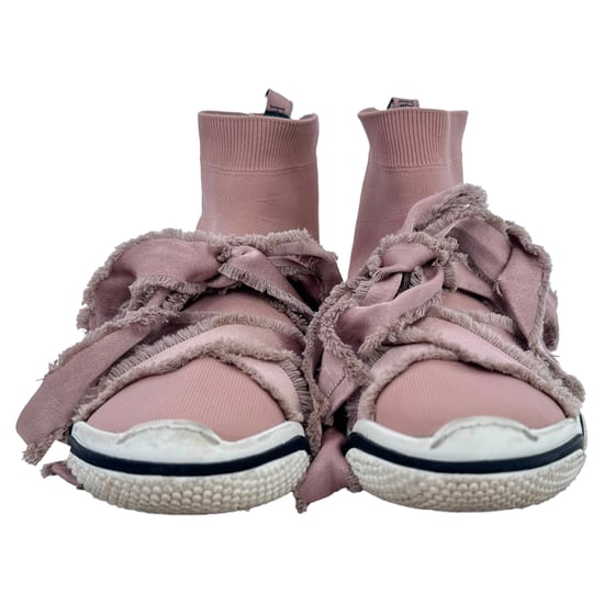 RED Valentino Glam Run Strick-Hochschuhe aus pinkem Baumwollstoff - Image 3