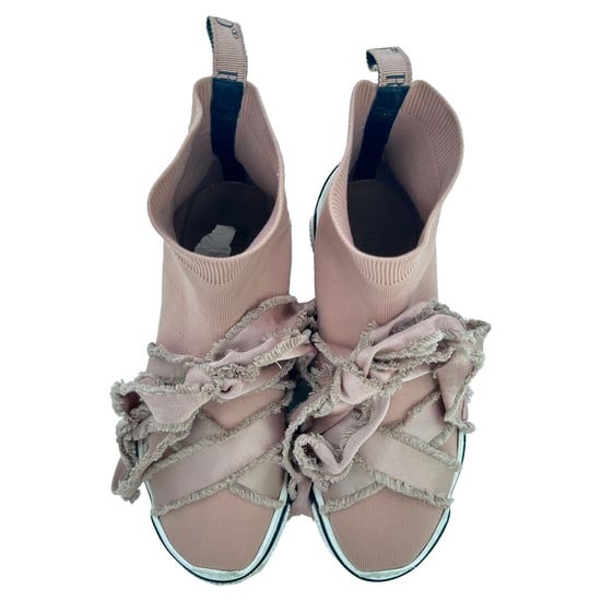 RED Valentino Glam Run Strick-Hochschuhe aus pinkem Baumwollstoff - Image 6