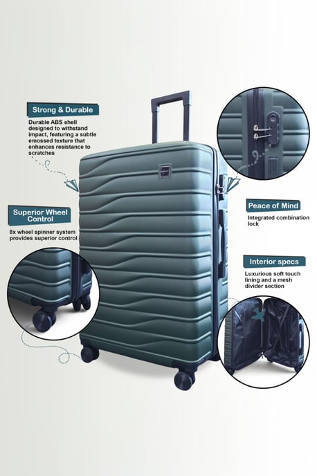 Hardshell Green 8 Wheel Luggage Case Bag Suitcase - Vespera - Image 4