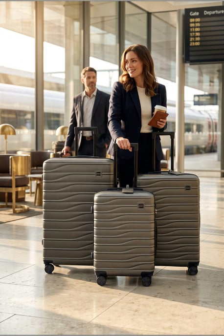 Hardshell Coffee 8 Wheel Luggage Case Bag Suitcase Set - Vespera - Image 1