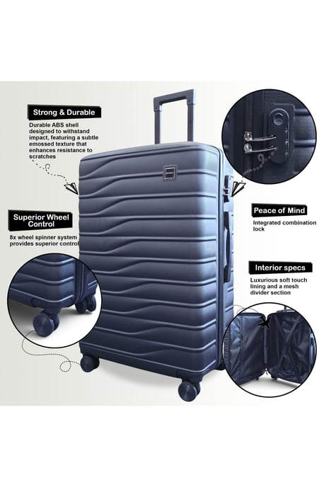 Hardshell Black 8 Wheel Luggage Case Bag Suitcase Set - Vespera - Image 4