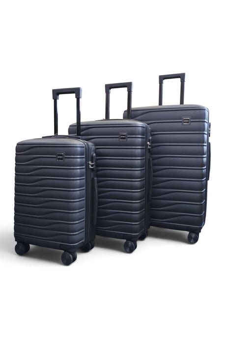 Hardshell Black 8 Wheel Luggage Case Bag Suitcase Set - Vespera - Image 5