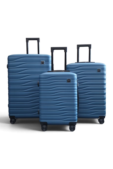 Hardshell Blue 8 Wheel Luggage Case Bag Suitcase Set - Vespera - Image 2