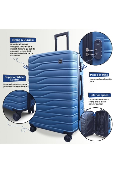 Hardshell Blue 8 Wheel Luggage Case Bag Suitcase Set - Vespera - Image 4