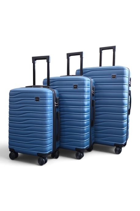 Hardshell Blue 8 Wheel Luggage Case Bag Suitcase Set - Vespera - Image 5