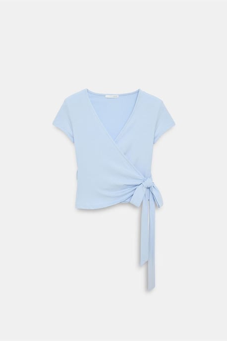 Crop-Wrap-Bluse mit Bindegürtel - Image 5