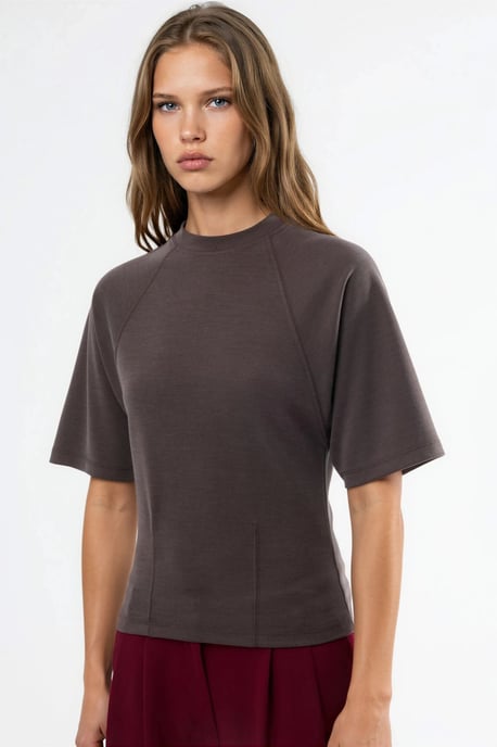 Rippstrick Crew Neck Kurzarmbluse - Image 6