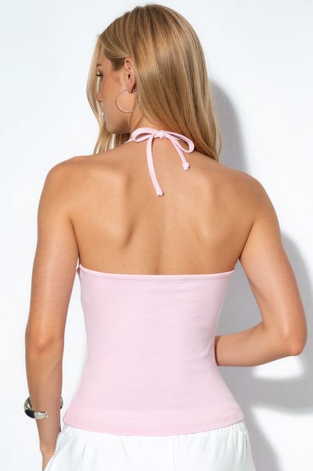 Schlanke Passform Halterneck Jersey Bluse - Image 3