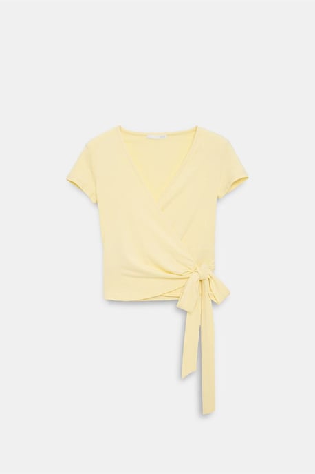 Crop-Wrap-Bluse mit Bindegürtel - Image 5