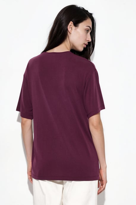 Lässige Passform Crew-Neck Modalbluse mit Bindungsdetails - Image 3