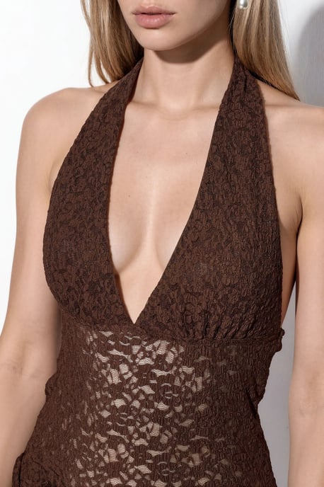 Damen Pailletten Halter Crop Bluse - Image 4