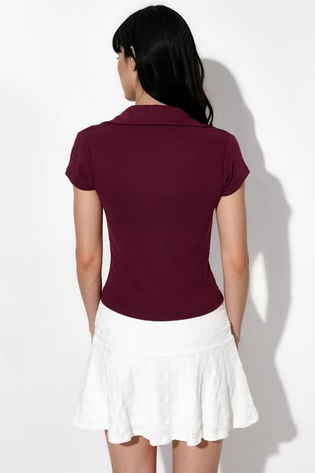 Rippenslim-Fit Polo-Bluse - Image 3