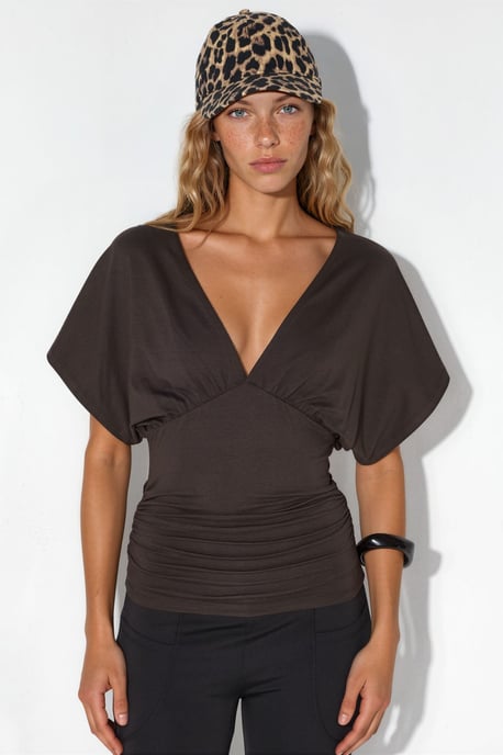 Slim Fit V-Ausschnitt Jerseybluse - Image 2
