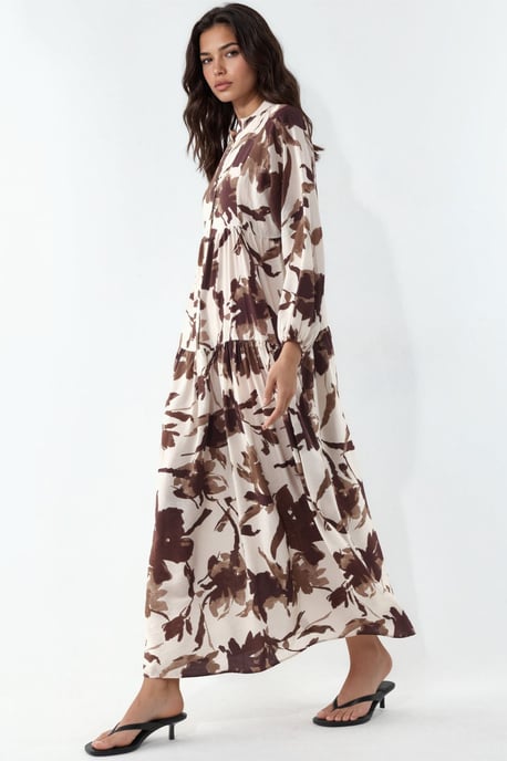 Blumiges Maxikleid mit Mandarinkragen - Image 2