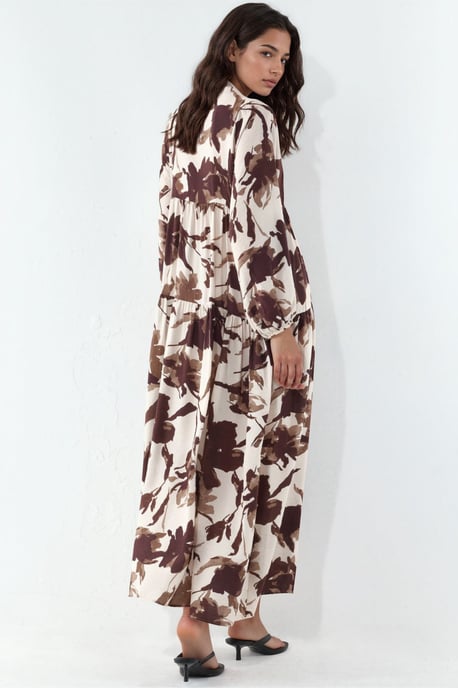 Blumiges Maxikleid mit Mandarinkragen - Image 3