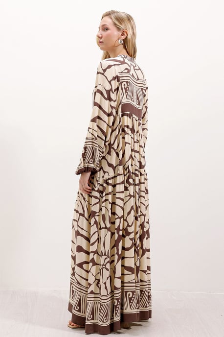 Gemustertes V-Ausschnitt Maxikleid - Image 5