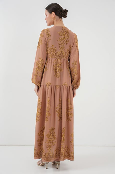 Gedrucktes V-Ausschnitt Maxikleid mit Knopfverschluss - Image 6