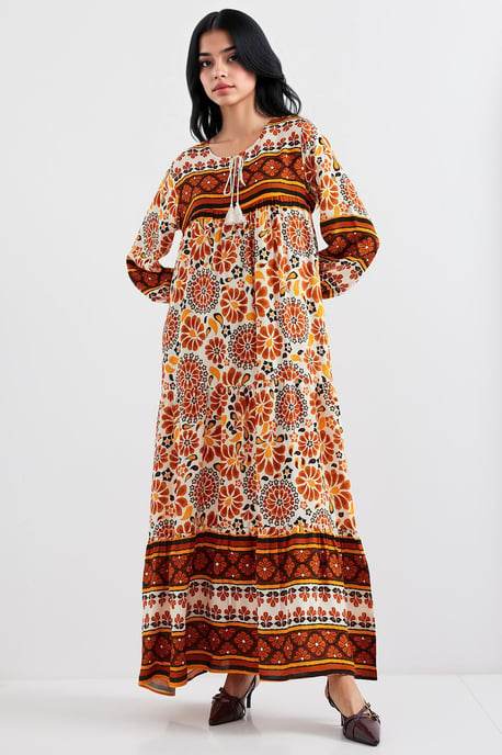 Muster Maxi-Kleid mit Bindeband - Image 2