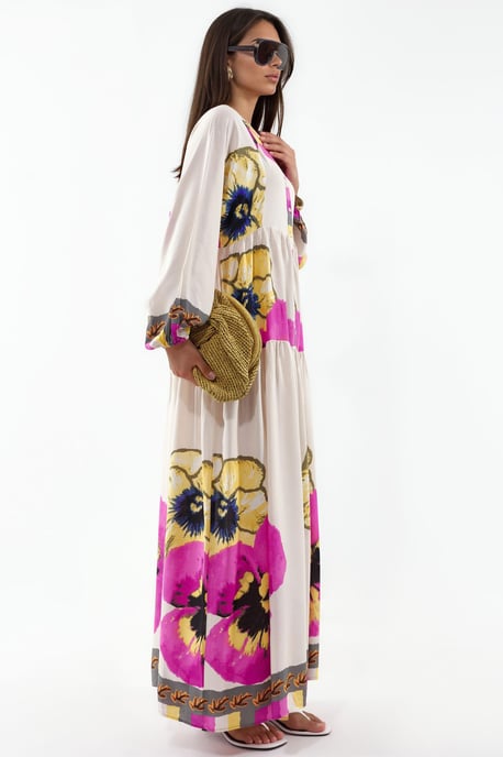 Gemustertes V-Ausschnitt Maxikleid - Image 2
