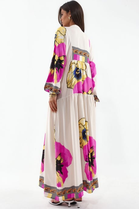 Gemustertes V-Ausschnitt Maxikleid - Image 3
