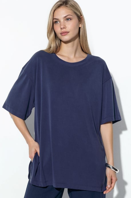 T-Shirt mit Schlitzdetails und Rundhalsausschnitt, kurzarm - Image 1