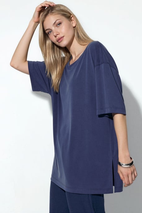 T-Shirt mit Schlitzdetails und Rundhalsausschnitt, kurzarm - Image 2