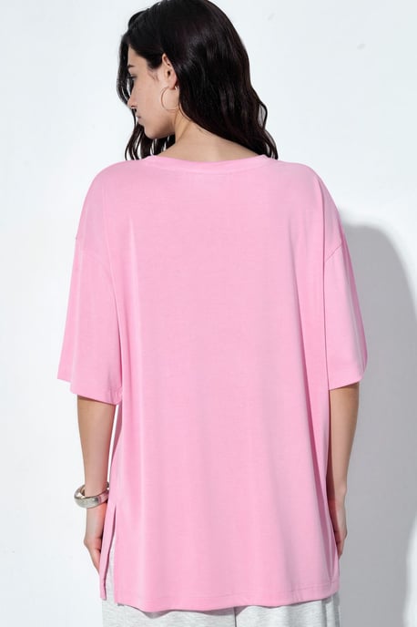 T-Shirt mit Schlitzdetails und Rundhalsausschnitt, kurzarm - Image 3