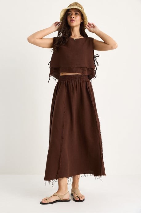 Texturierte Bluse und Rock aus Musselin, zwei-teiliges Set - Image 1