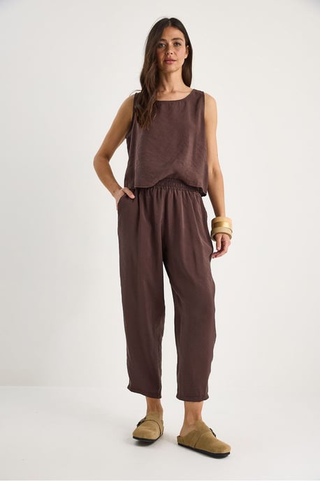 Ärmelloses Rundhals-Blusenset mit Karottenhose - Image 2