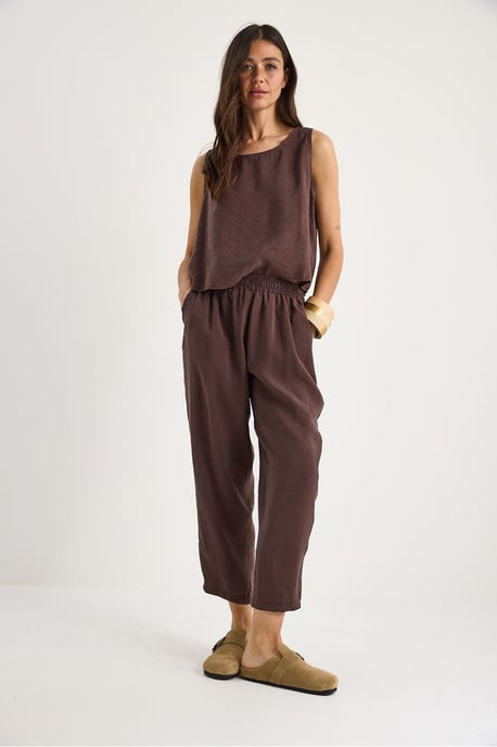 Ärmelloses Rundhals-Blusenset mit Karottenhose - Image 3