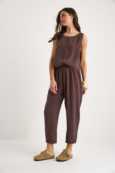 Ärmelloses Rundhals-Blusenset mit Karottenhose - Image 4