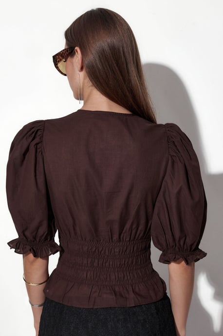 Taillierte Chiffon-V-Ausschnitt-Bluse - Image 3