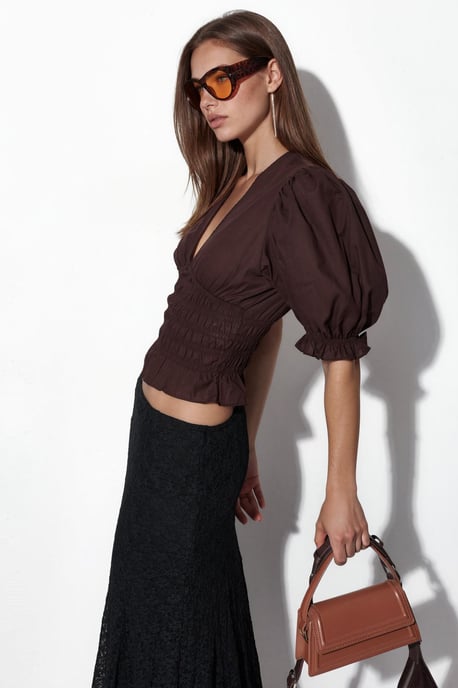 Taillierte Chiffon-V-Ausschnitt-Bluse - Image 4