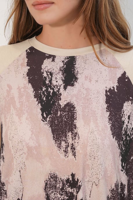 Oversize Tunika mit abstraktem Print und Hose Set - Image 5
