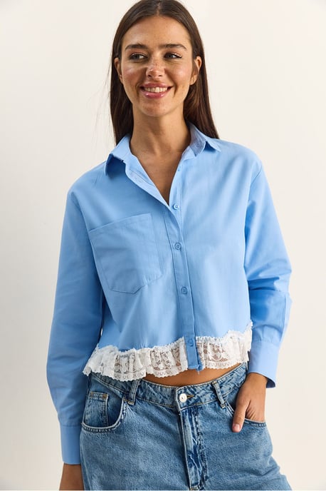 Damen Cropped Popelinhemd - Image 6