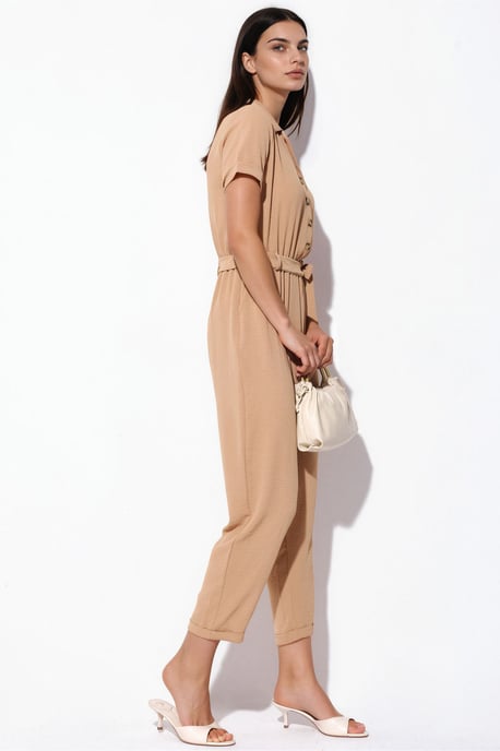 Einfarbiger Woven Overall mit Kragen und Schleifendetail - Image 2