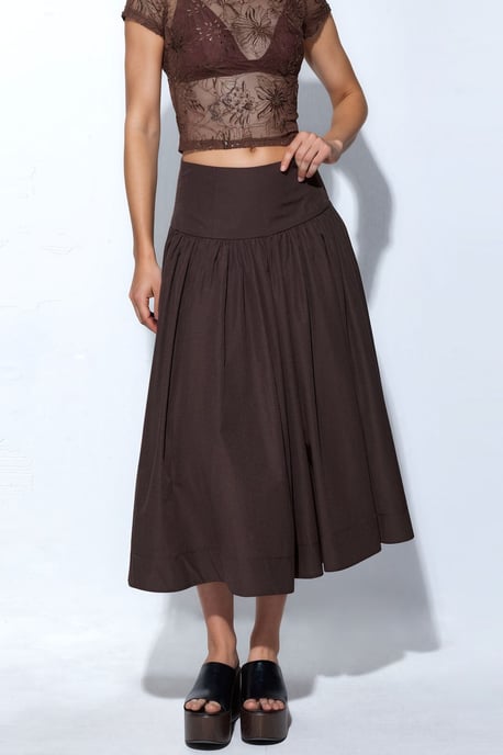 Hochwaisted A-Linien Midi-Rock - Image 1