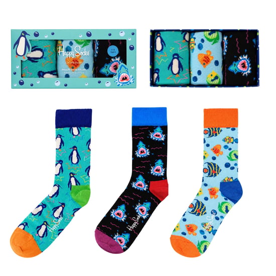 Happy Socks 3er-Pack Mehrfarbige Fische Pinguin & Hai - Image 1