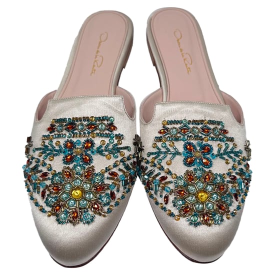 Oscar De La Renta verzierte Pantoletten aus weißem Satin - Image 3
