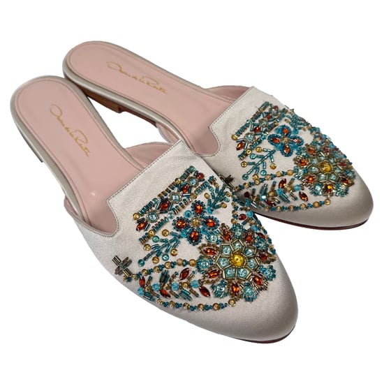 Oscar De La Renta verzierte Pantoletten aus weißem Satin - Image 4