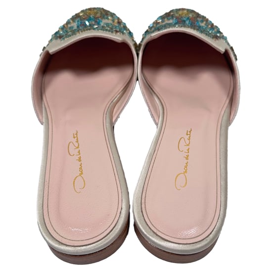 Oscar De La Renta verzierte Pantoletten aus weißem Satin - Image 5