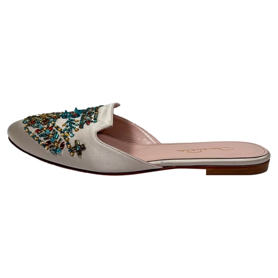 Oscar De La Renta verzierte Pantoletten aus weißem Satin - Image 6