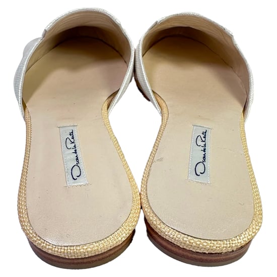 Oscar De La Renta bestickte Mules aus beigem Raffiabast - Image 6