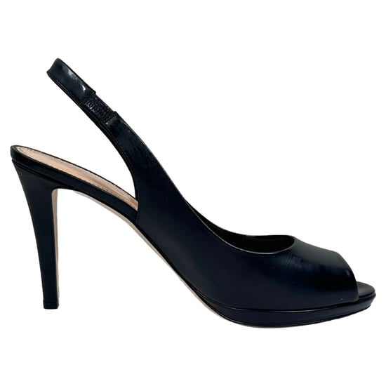 Sergio Rossi Peep-Toe Slingback-Pumps aus schwarzem Leder - Image 1